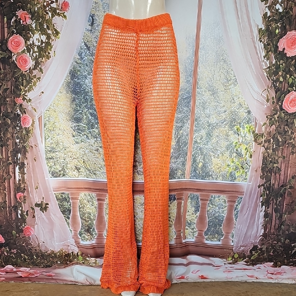 Happily Grey Orange Crochet Pants Size Large
